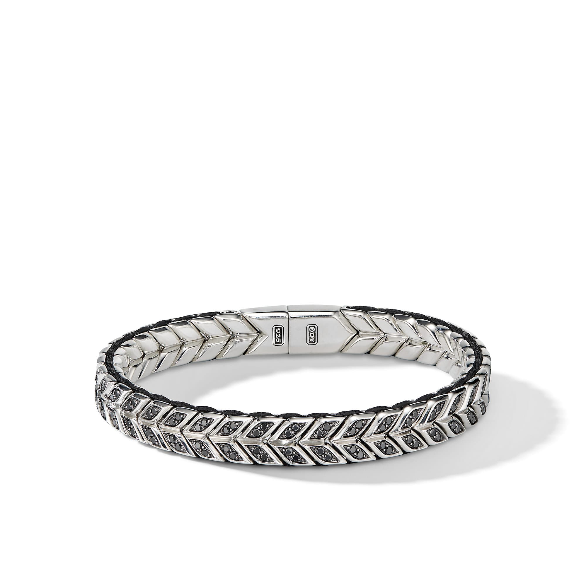 David Yurman Men's Chevron Woven Bracelet with Black Diamonds