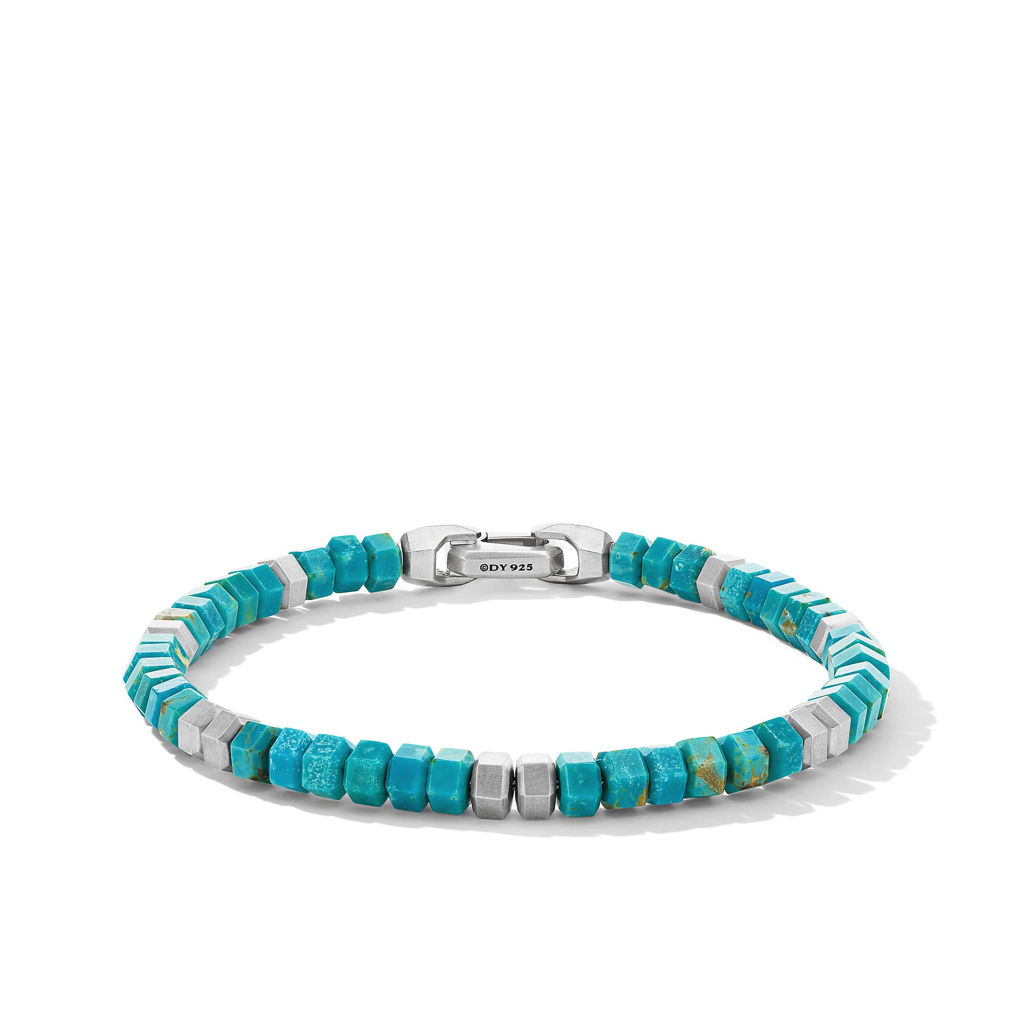 David Yurman Men's Spiritual Beads Hex Bead Turquoise Bracelet