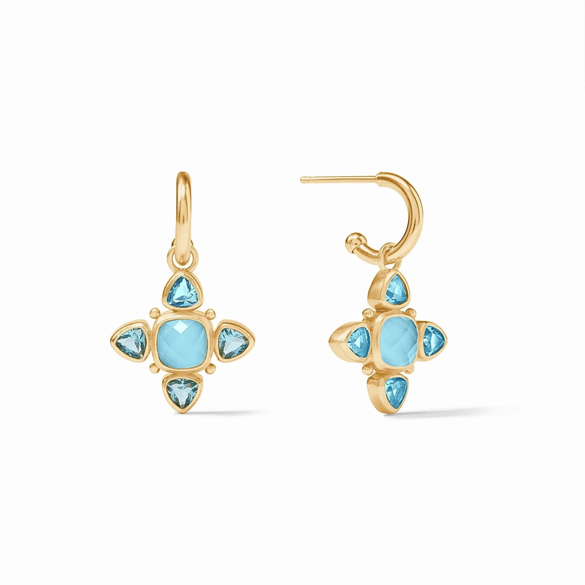 Julie Vos Aquitaine Hoop & Charm Earring in Iridescent Capri Blue 0