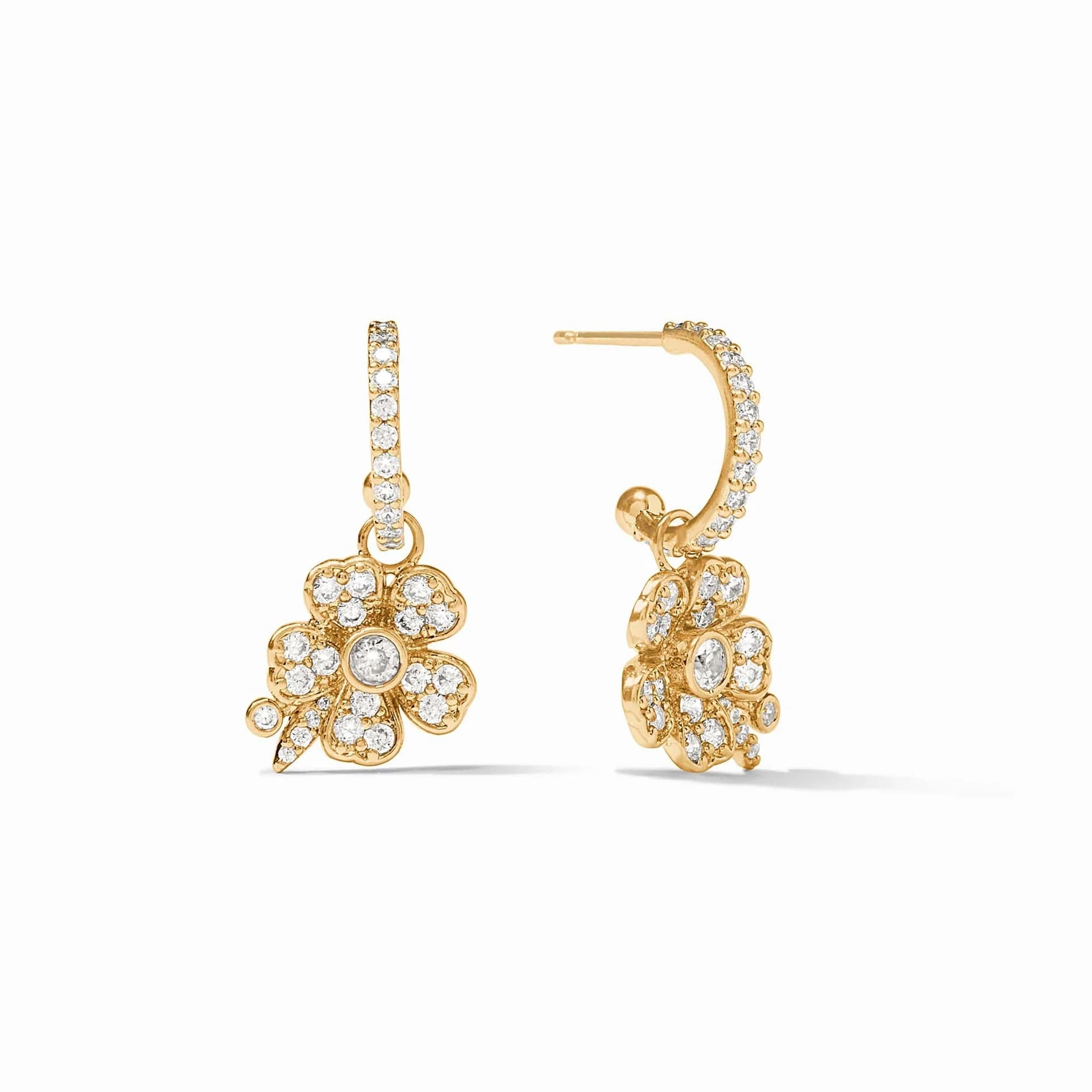 Julie Vos Laurel Flower Hoop & Charm Earrings