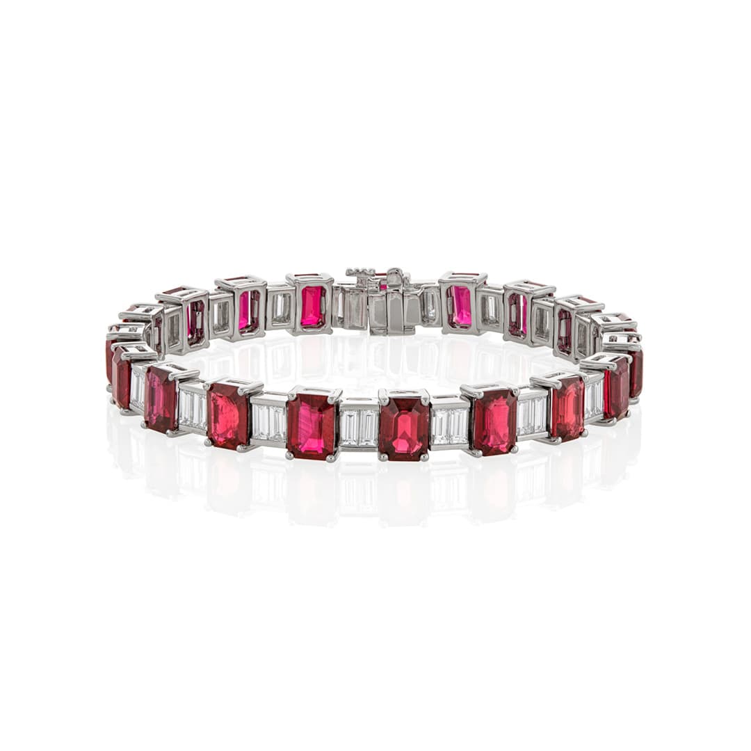 Platinum Ruby and Diamond Bracelet 0