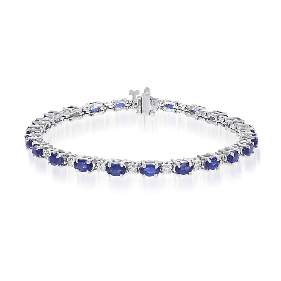 Alternating Sapphire and Round Diamond Bracelet 0