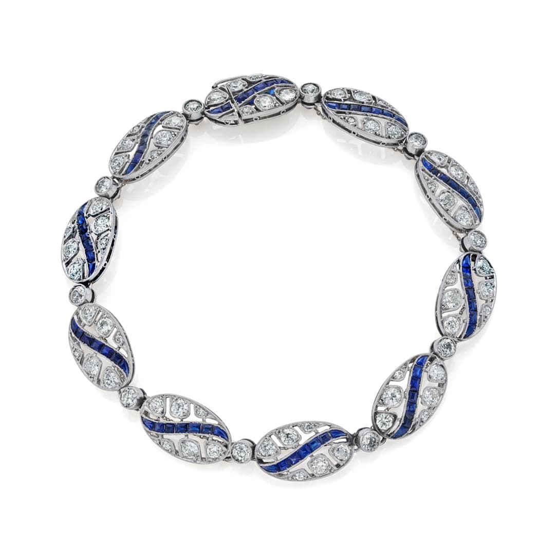 Estate Collection Sapphire and Diamond Platinum Bracelet