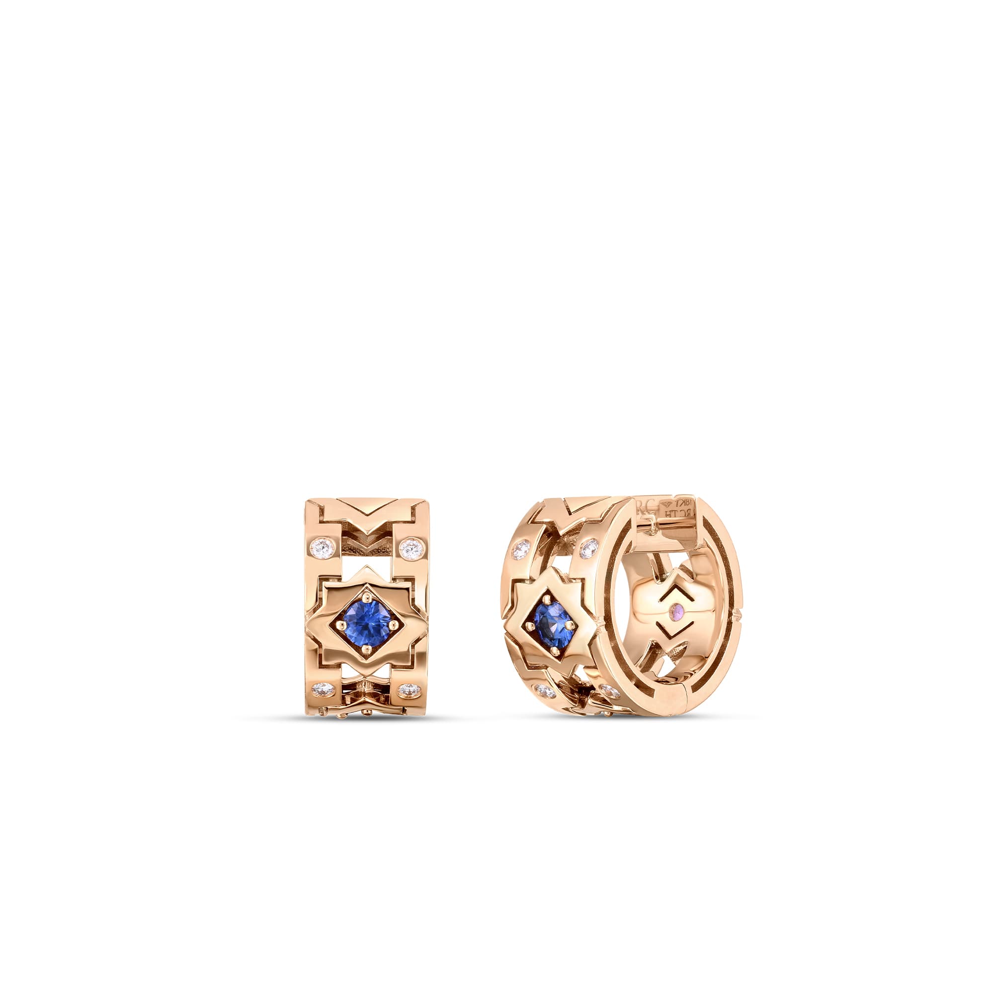 Roberto Coin Navarra Rose Gold Mixed Sapphire Hoop Earrings 0