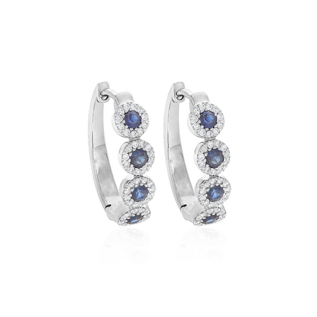 Sapphire and Diamond Halo 18mm Hoops 0