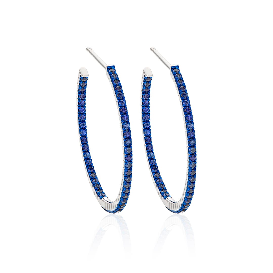 30mm Blue Sapphire Hoop Earrings 0