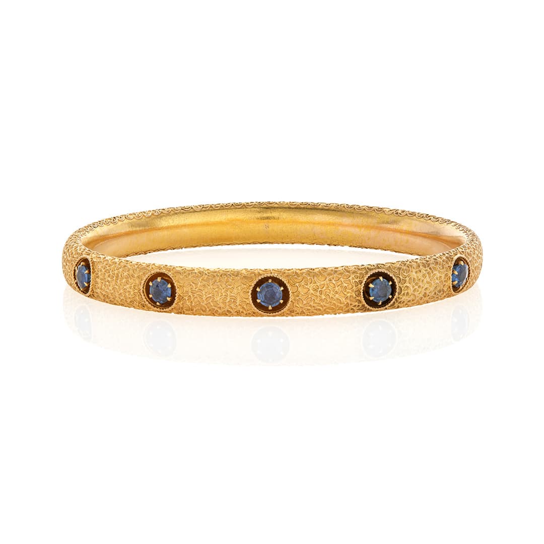 Estate Collection Etruscan Revival Sapphire Bangle Bracelet