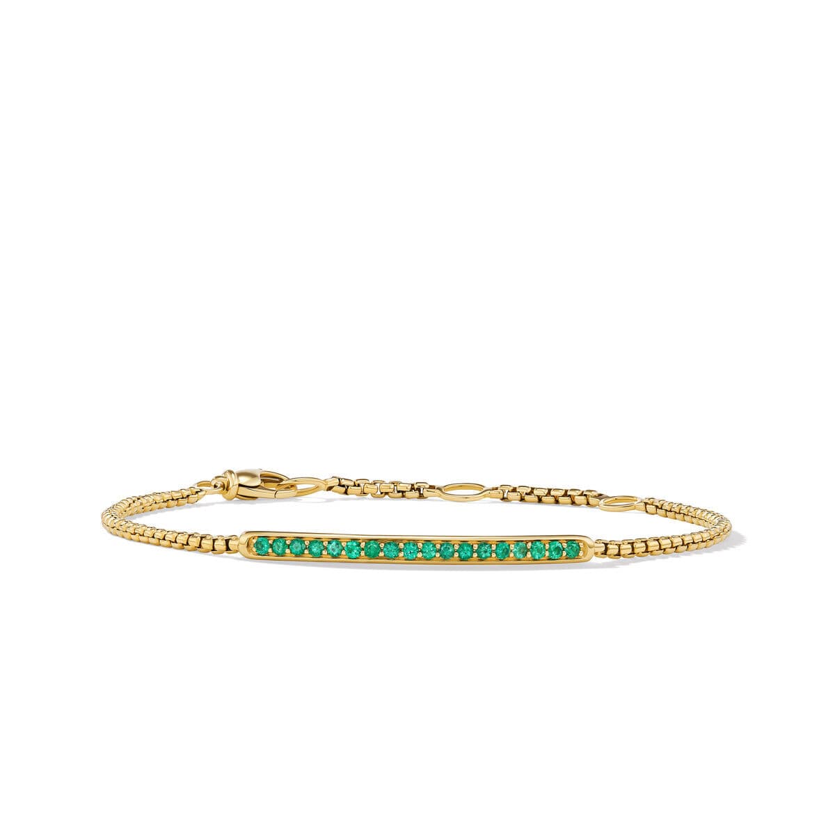 David Yurman Petite Pav? Bar Bracelet in 18K Yellow Gold with Emeralds 0