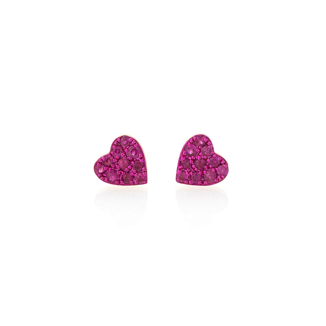 Heart Shaped Stud Earrings with Rubies 0