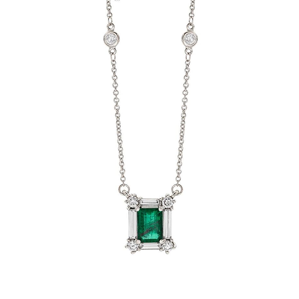 Emerald and Diamond Pendant Necklace