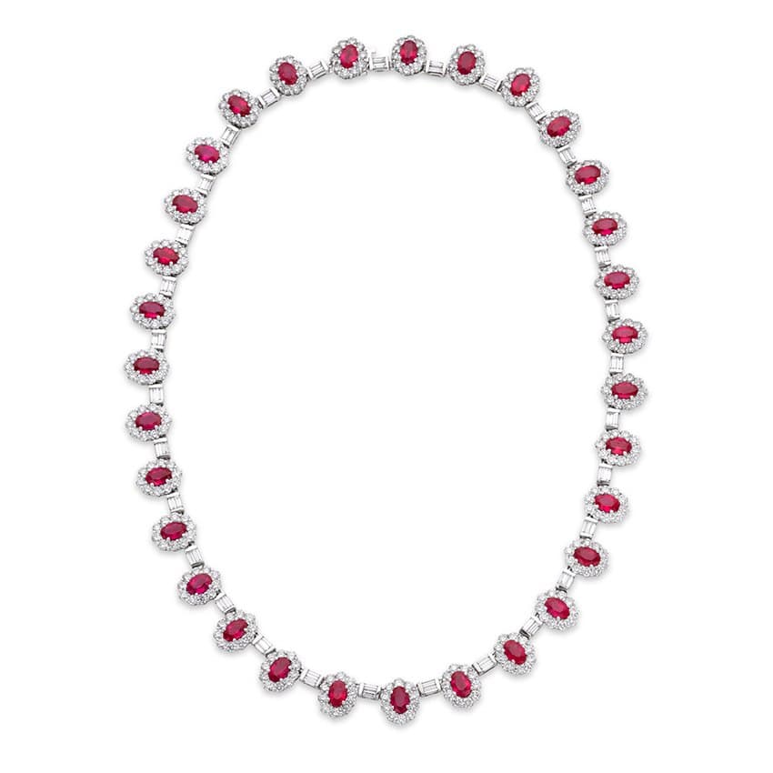 White Gold Ruby & Diamond Necklace 0