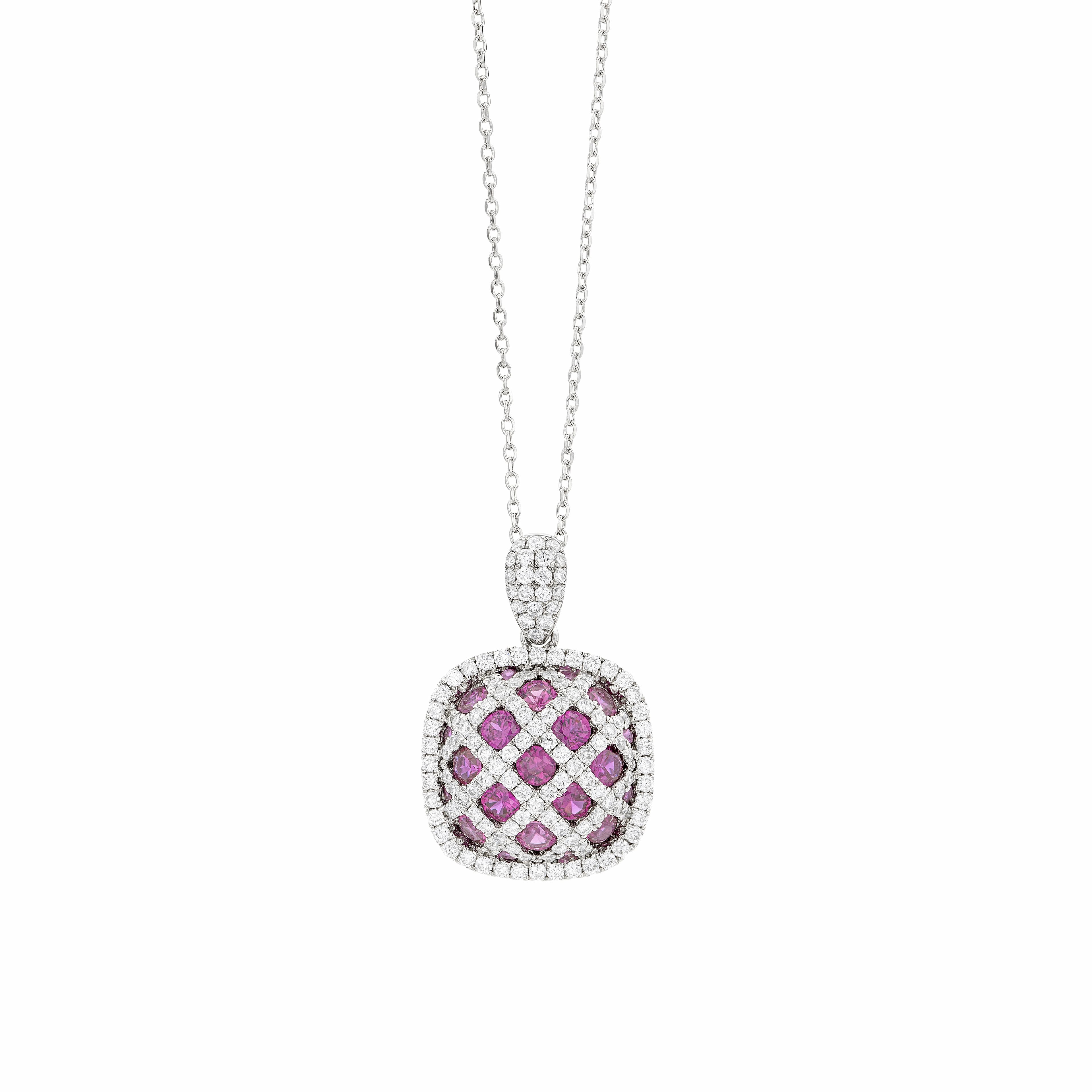 Ruby and Diamond Crisscross Pendant Necklace 0