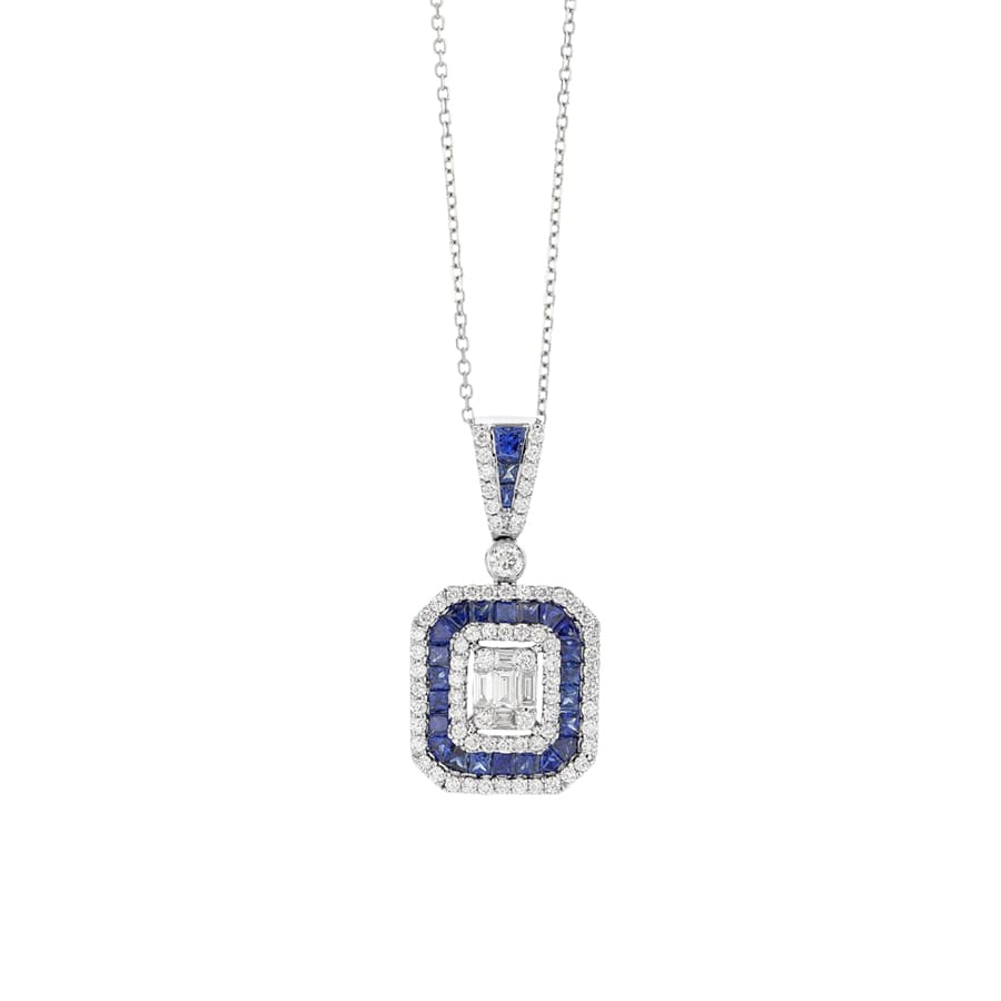 Sapphire and Diamond Pendant Necklace