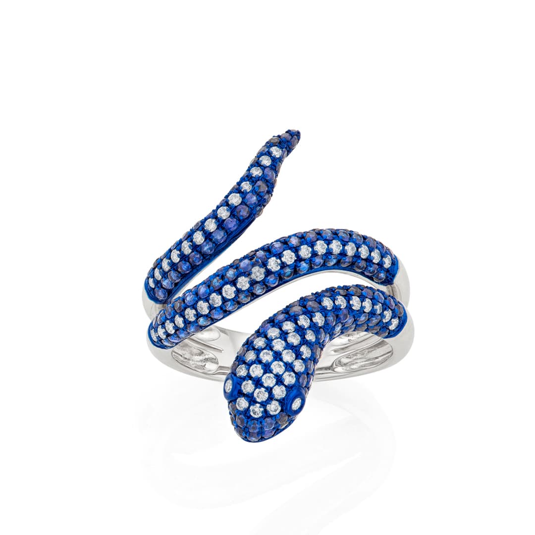 Snake Wrap Ring with Sapphires and Diamonds 0