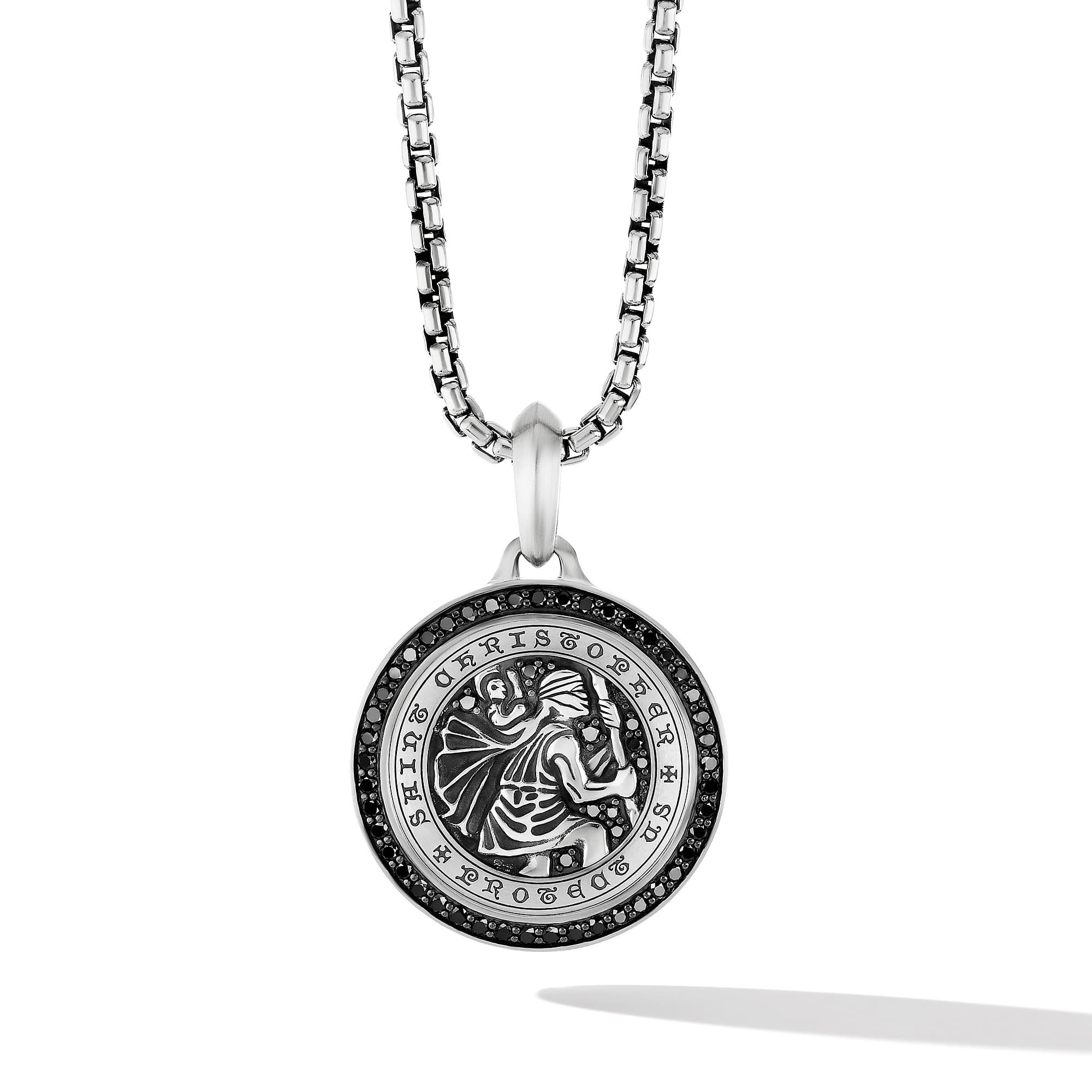 David Yurman Men's St. Christopher Amulet with Black Diamonds