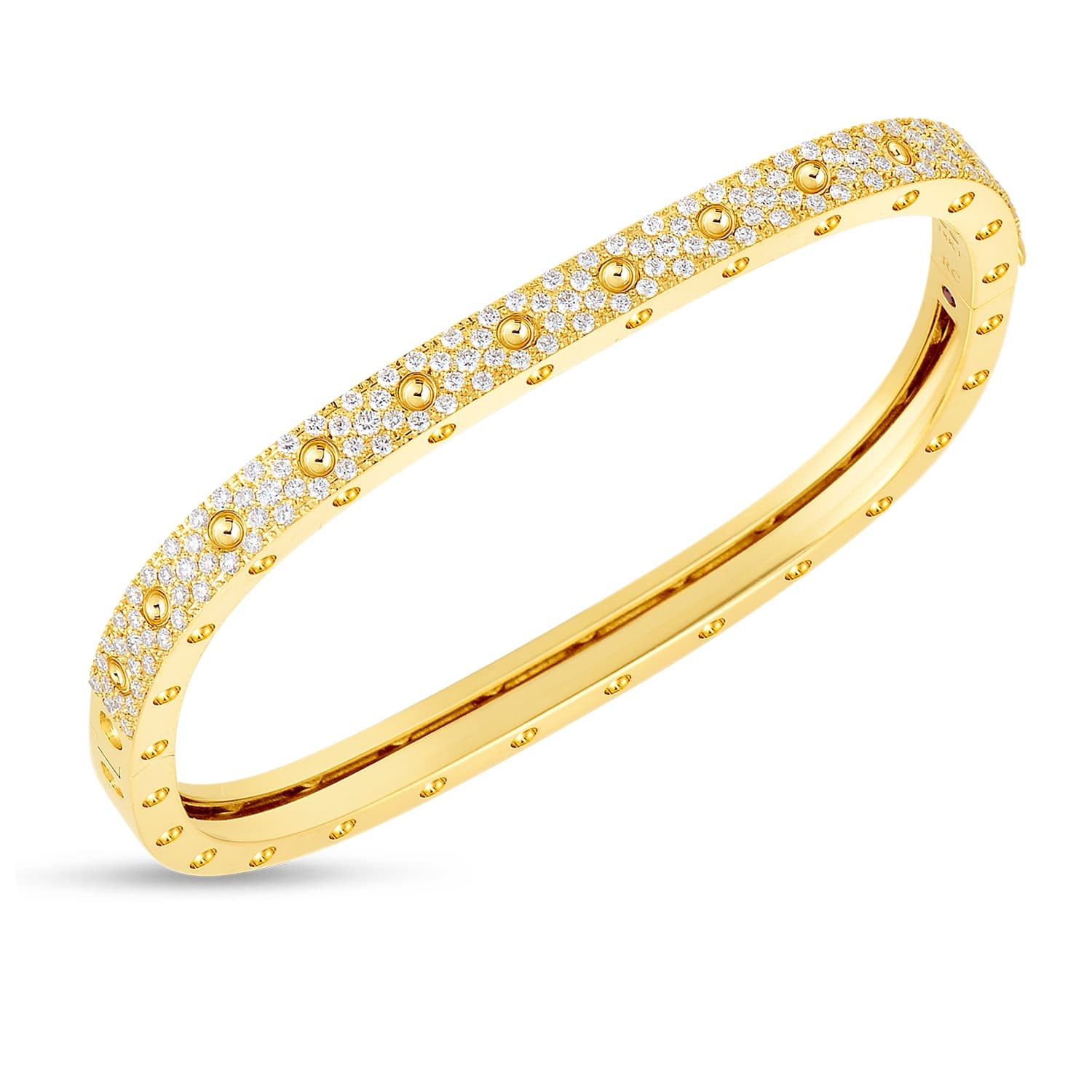 Roberto Coin Pois Moi 1 Row Square Bangle with Diamonds