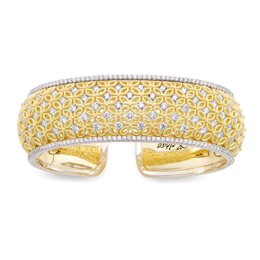 Yellow Gold Lace Diamond Cuff Bracelet 0