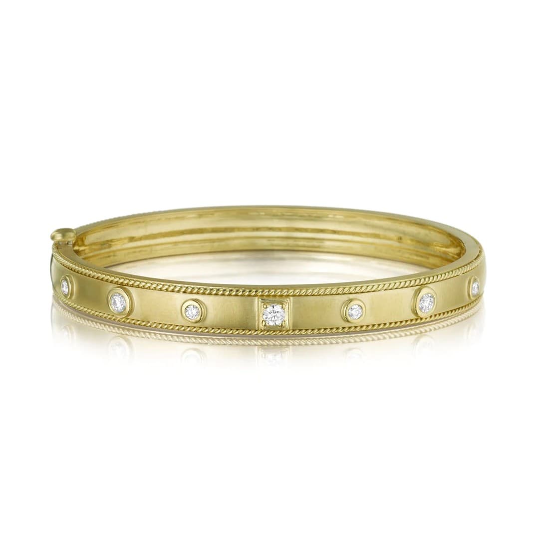 Penny Preville Yellow Gold Stacking Diamond Bangle 0