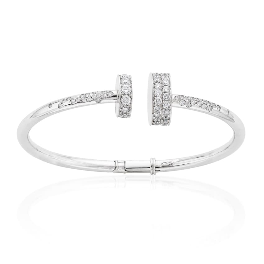 Open Cuff Diamond Bracelet with Pave Discs