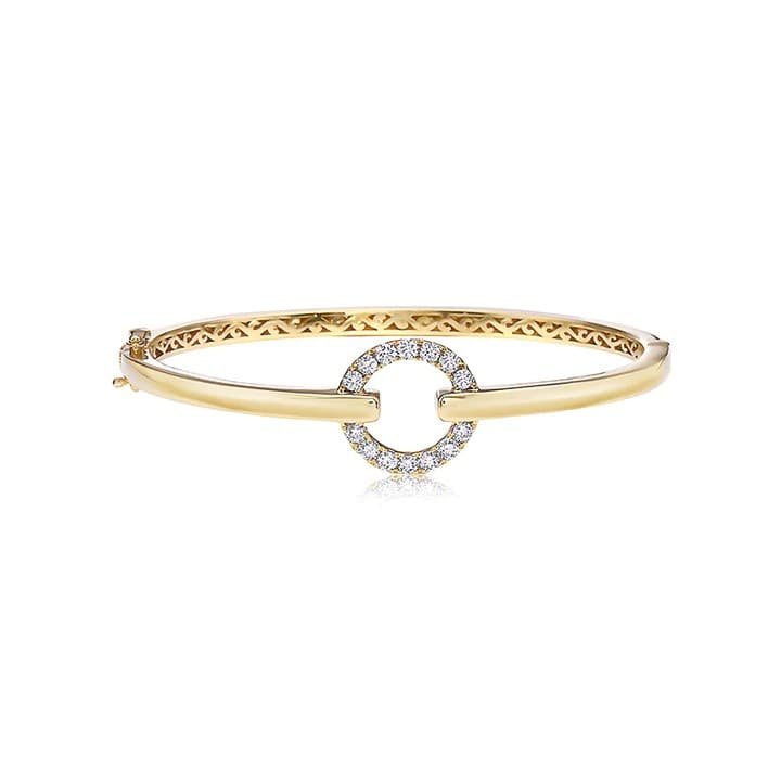 Charles Krypell Diamond Circle Yellow Gold Bangle Bracelet 0