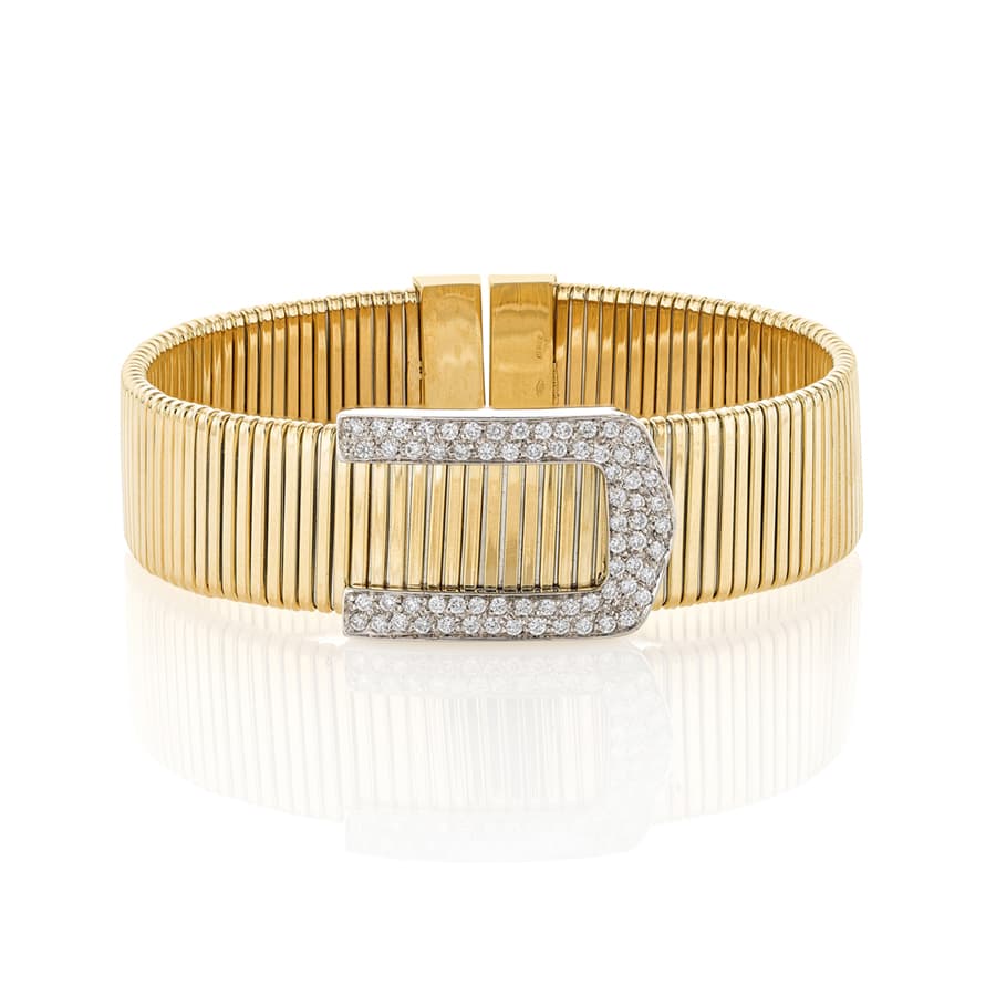 Diamond Buckle Ribbed Cuff
