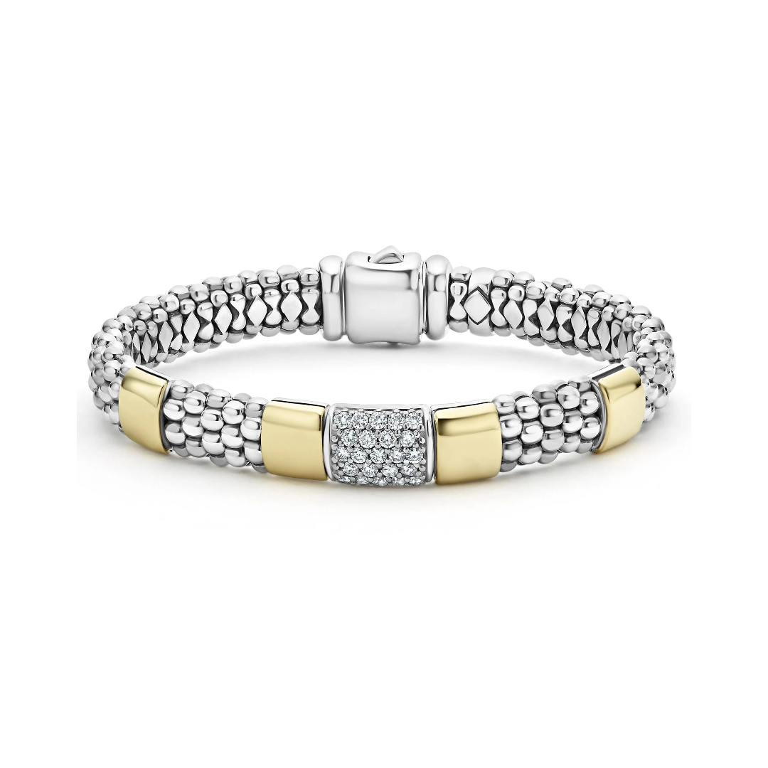 Lagos High Bar Gold Station Diamond Bracelet