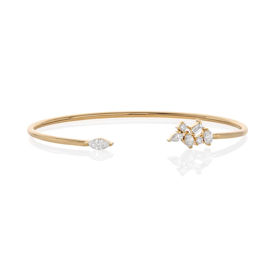 Asymmetric Mix Shape Diamond Cuff Bracelet 0