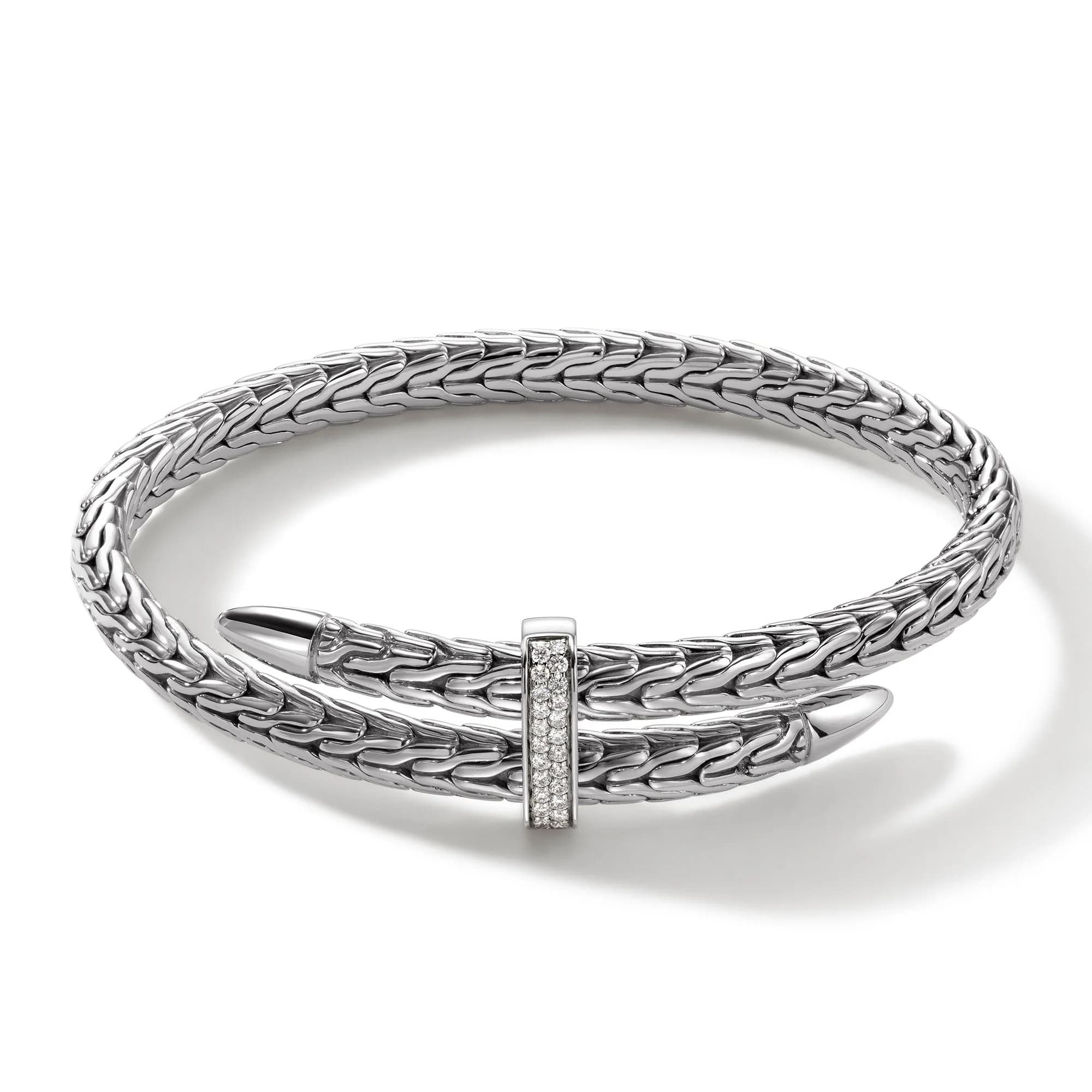 John Hardy Sterling Silver Spear Flex Cuff with Diamonds