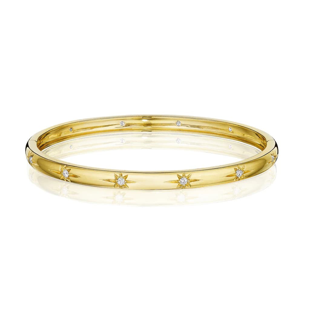 Penny Preville Starburst Station Bangle Bracelet in Yellow Gold