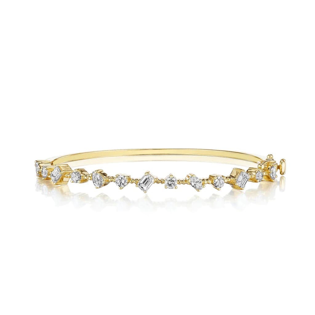 Penny Preville Art Deco Mixed Shape Diamond Bangle Bracelet