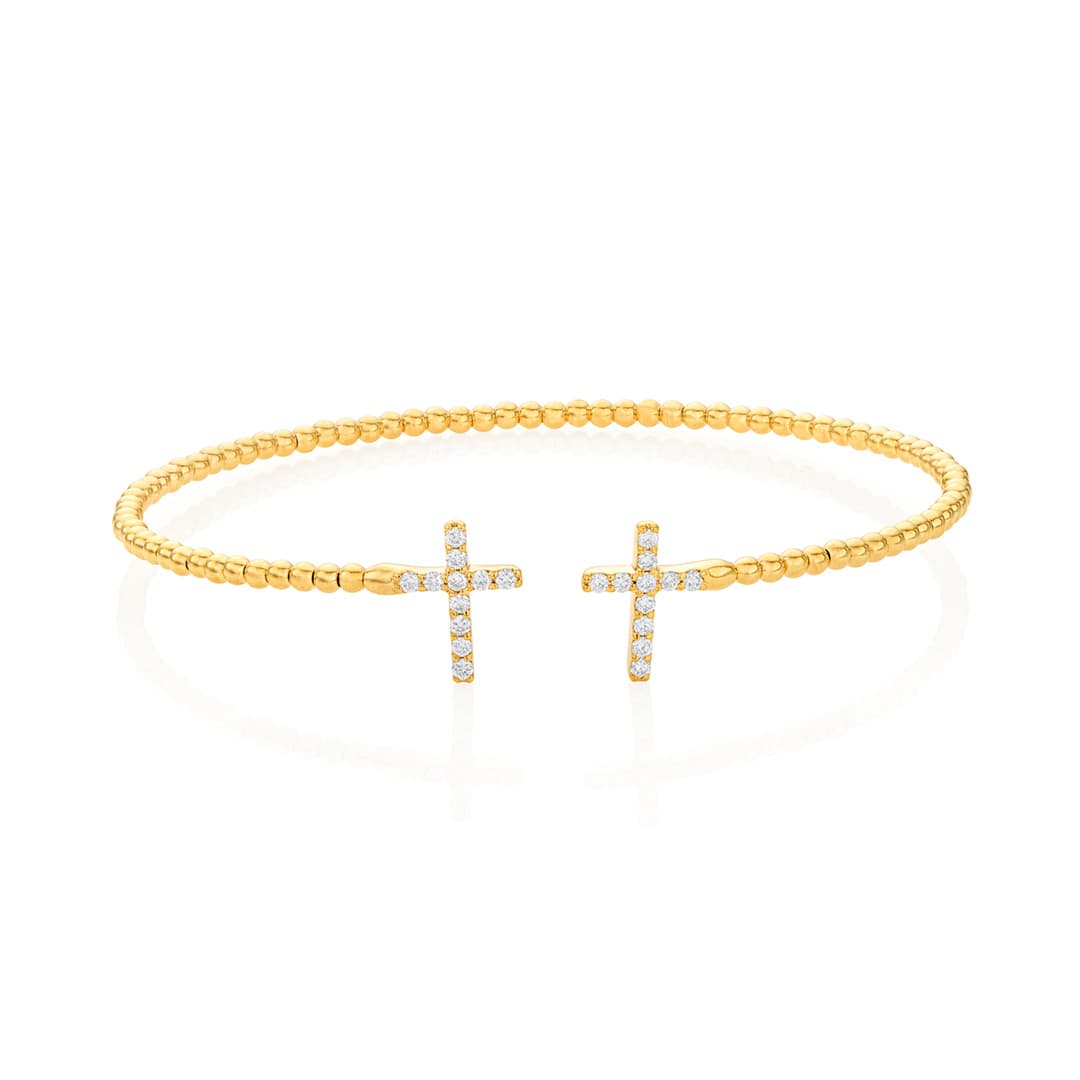 Beaded Cuff with Diamond Crosses