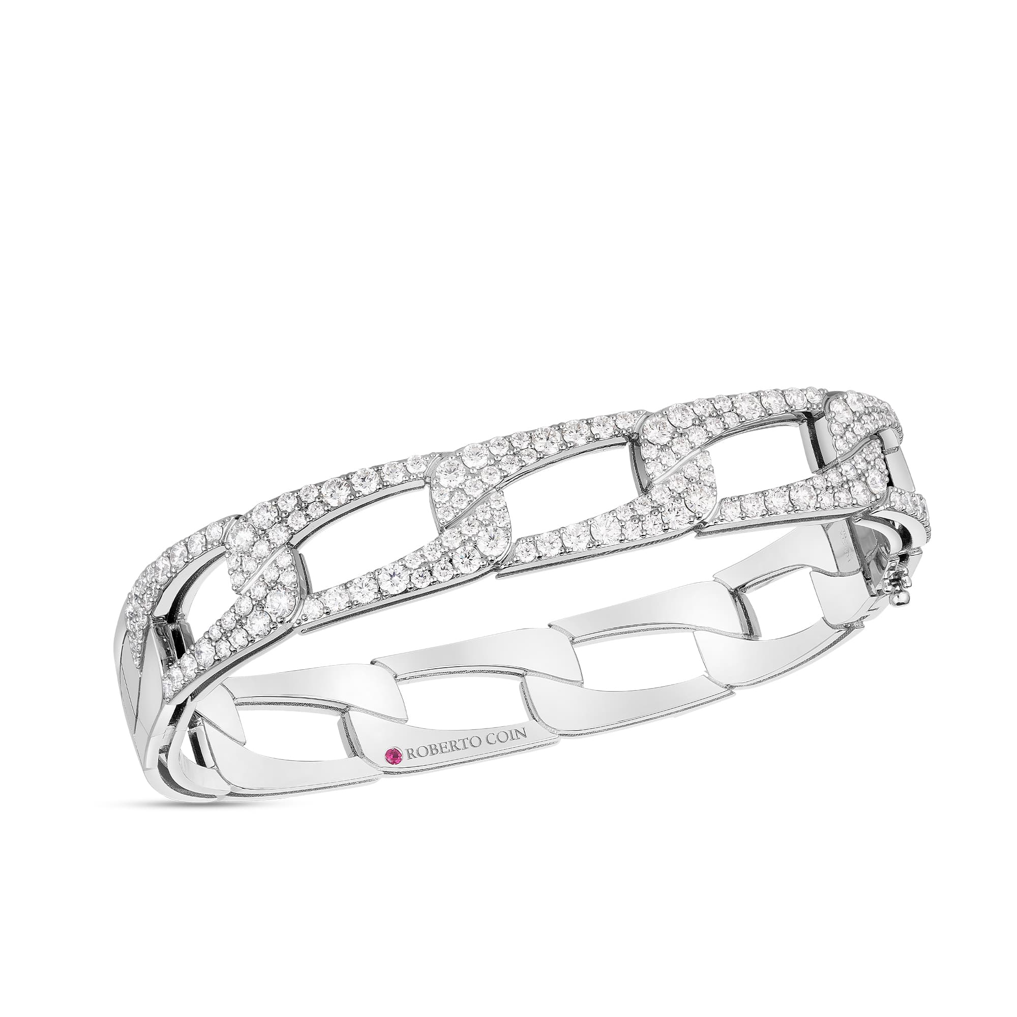 Roberto Coin Navarra Collection White Gold Pave Diamond Bangle