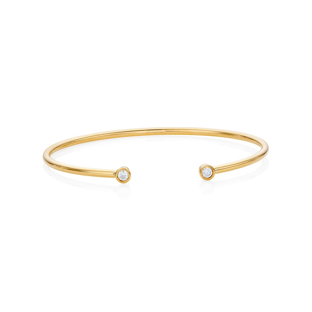 Gold Cuff Bracelet with Bezel Set Diamonds