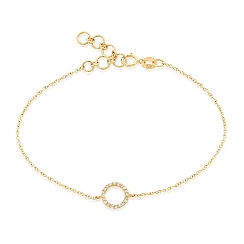 Yellow Gold & Diamond Open Circle Bracelet