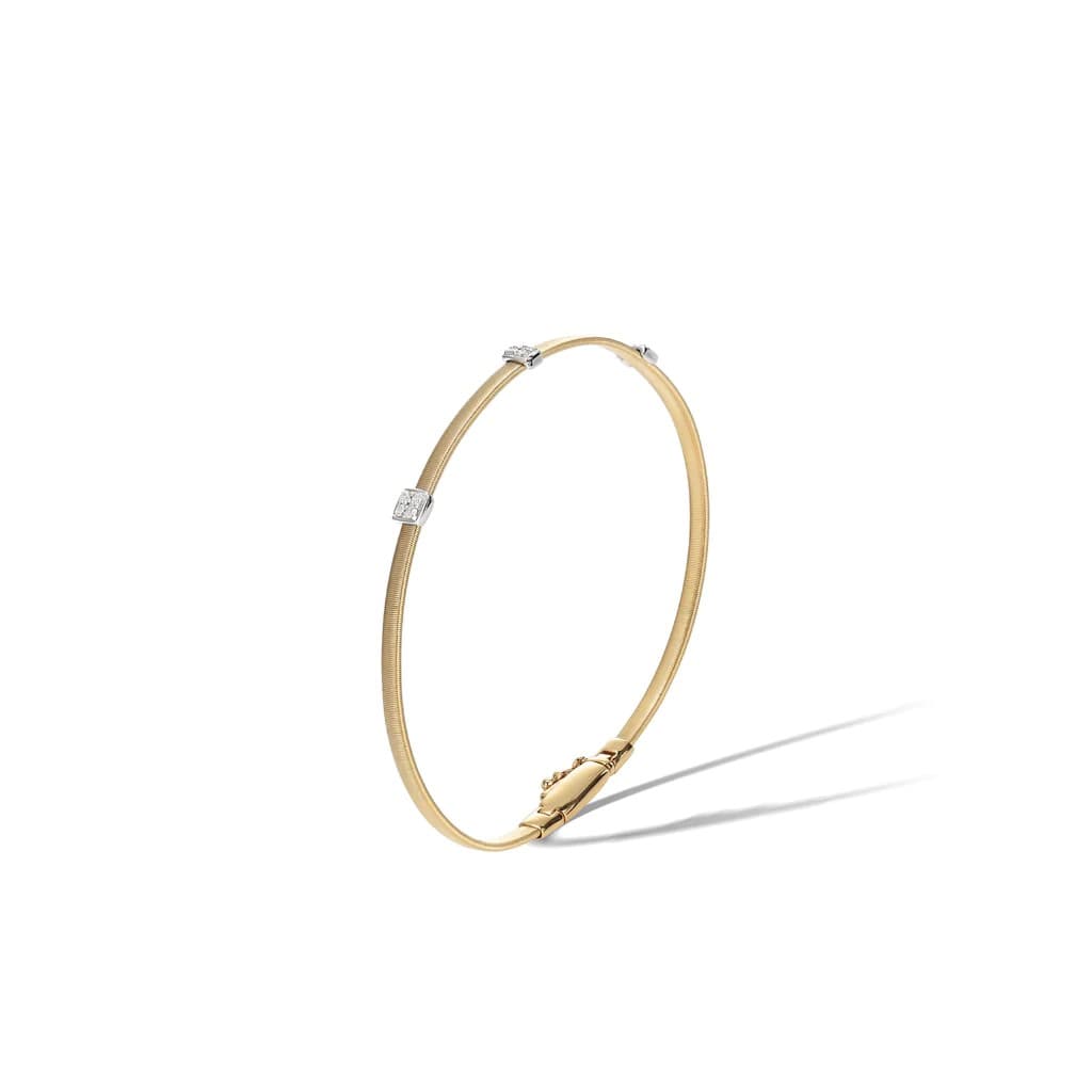 Marco Bicego Masai Collection 18K Yellow Gold and Diamond Small Three Station Bracelet 2