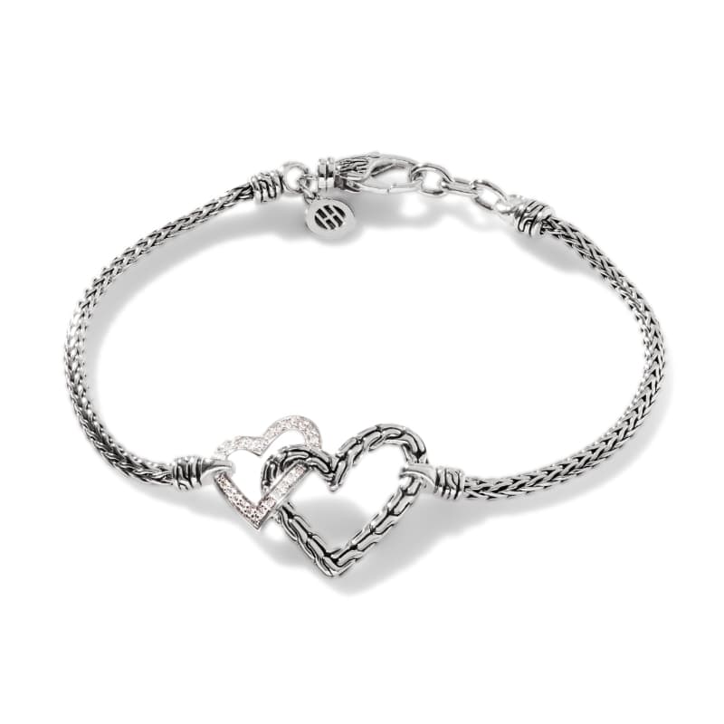 John Hardy Manah Bracelet with Chain Heart and Diamonds