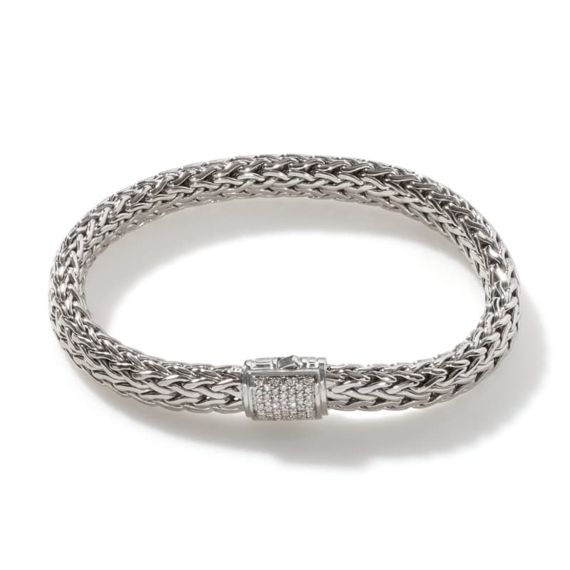 John Hardy Woven 7.5mm Chain Bracelet with Diamonds 0