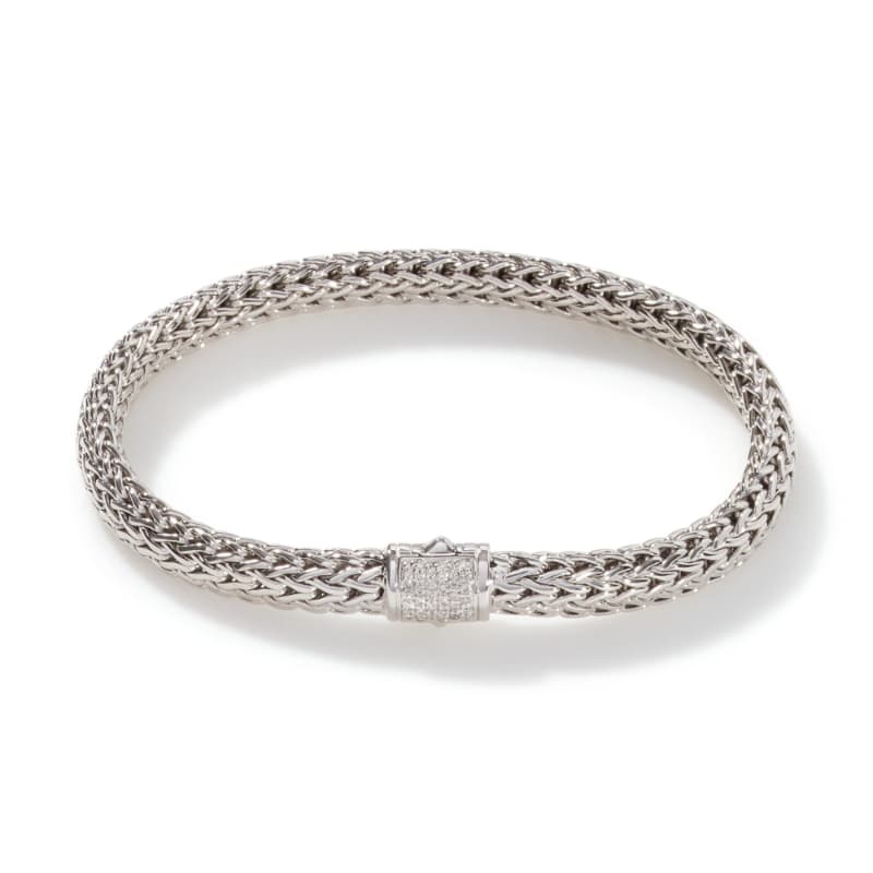 John Hardy Woven 6.5mm Chain Bracelet with Diamonds 0