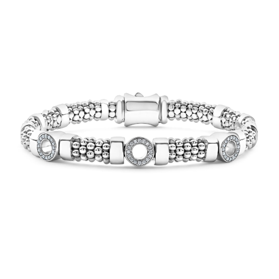 Lagos Caviar Spark Three Station Diamond Circle Caviar Bracelet 0