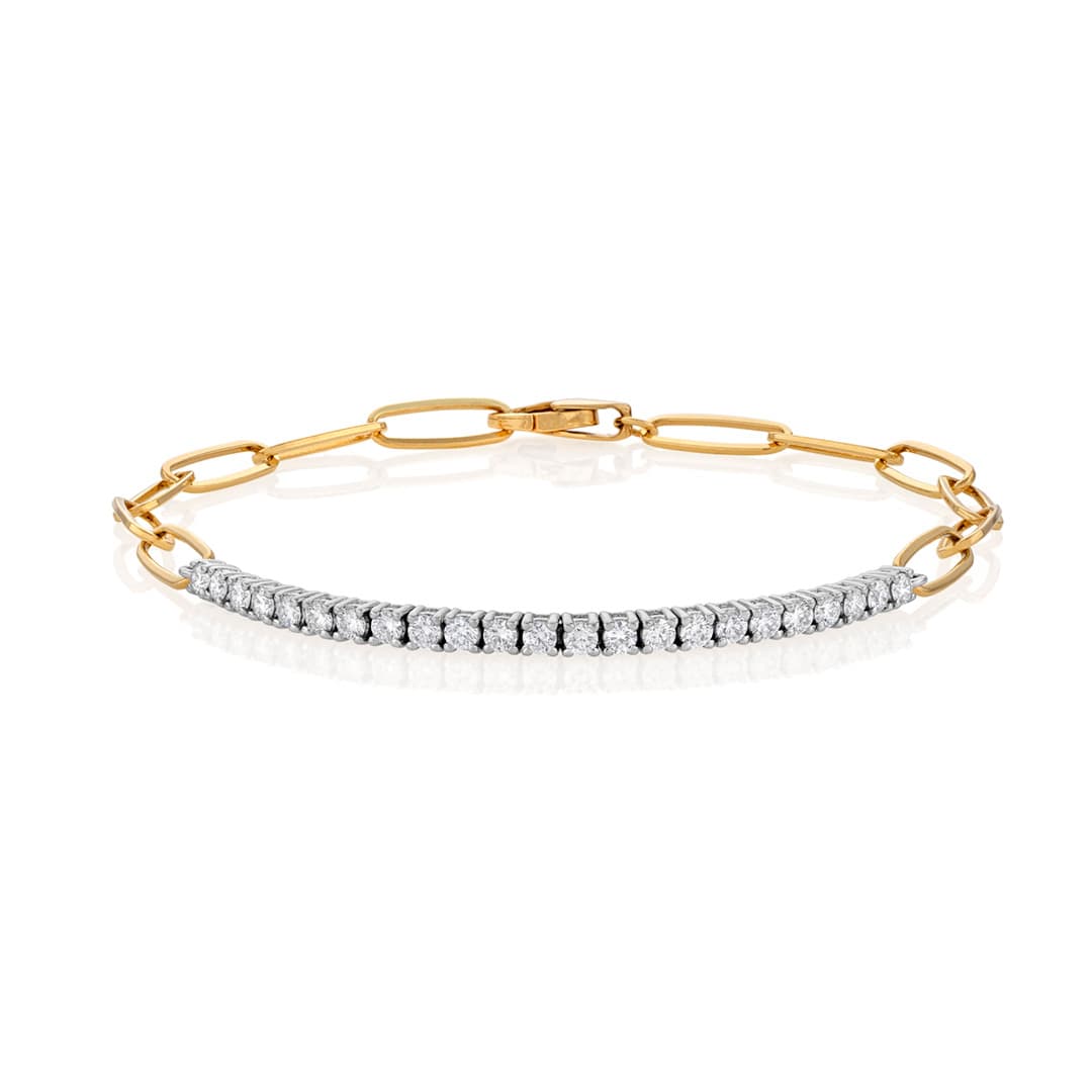 Diamond Tennis Bracelet with Paperclip Links