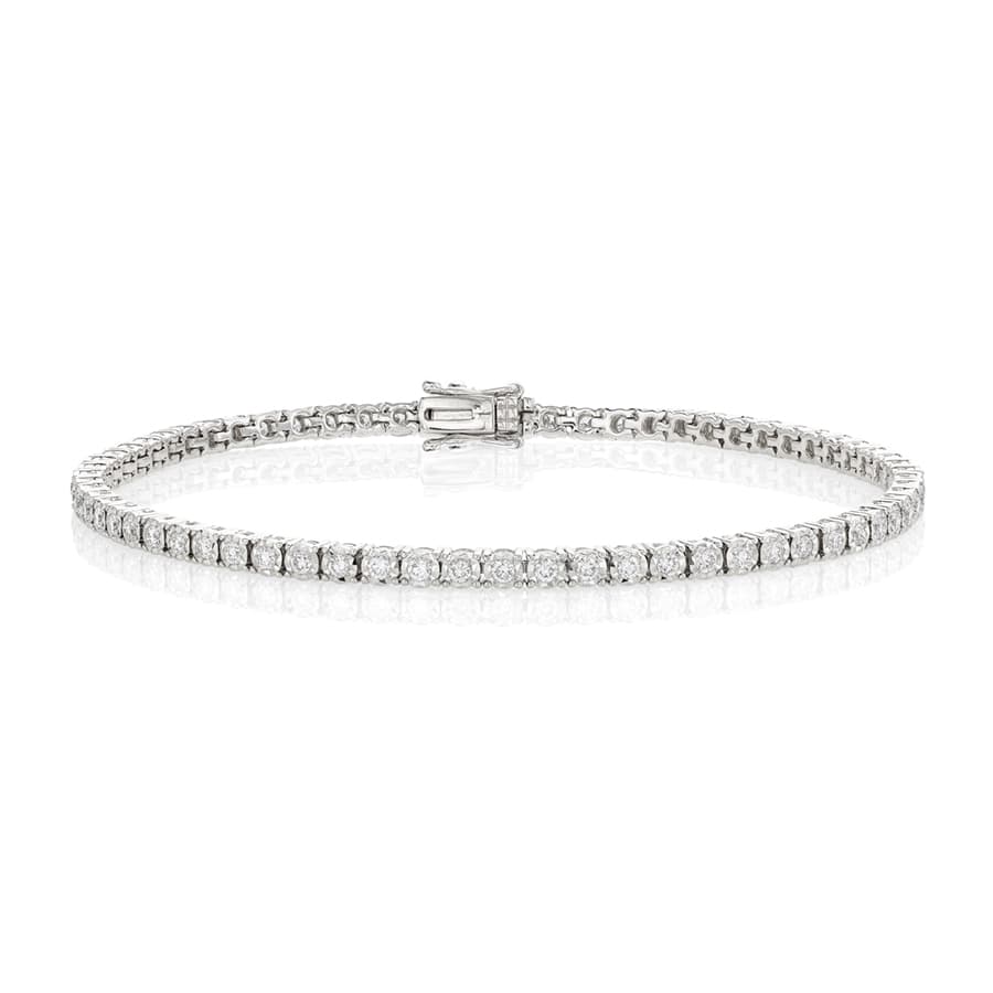 1.00 CT White Gold Diamond Line Bracelet