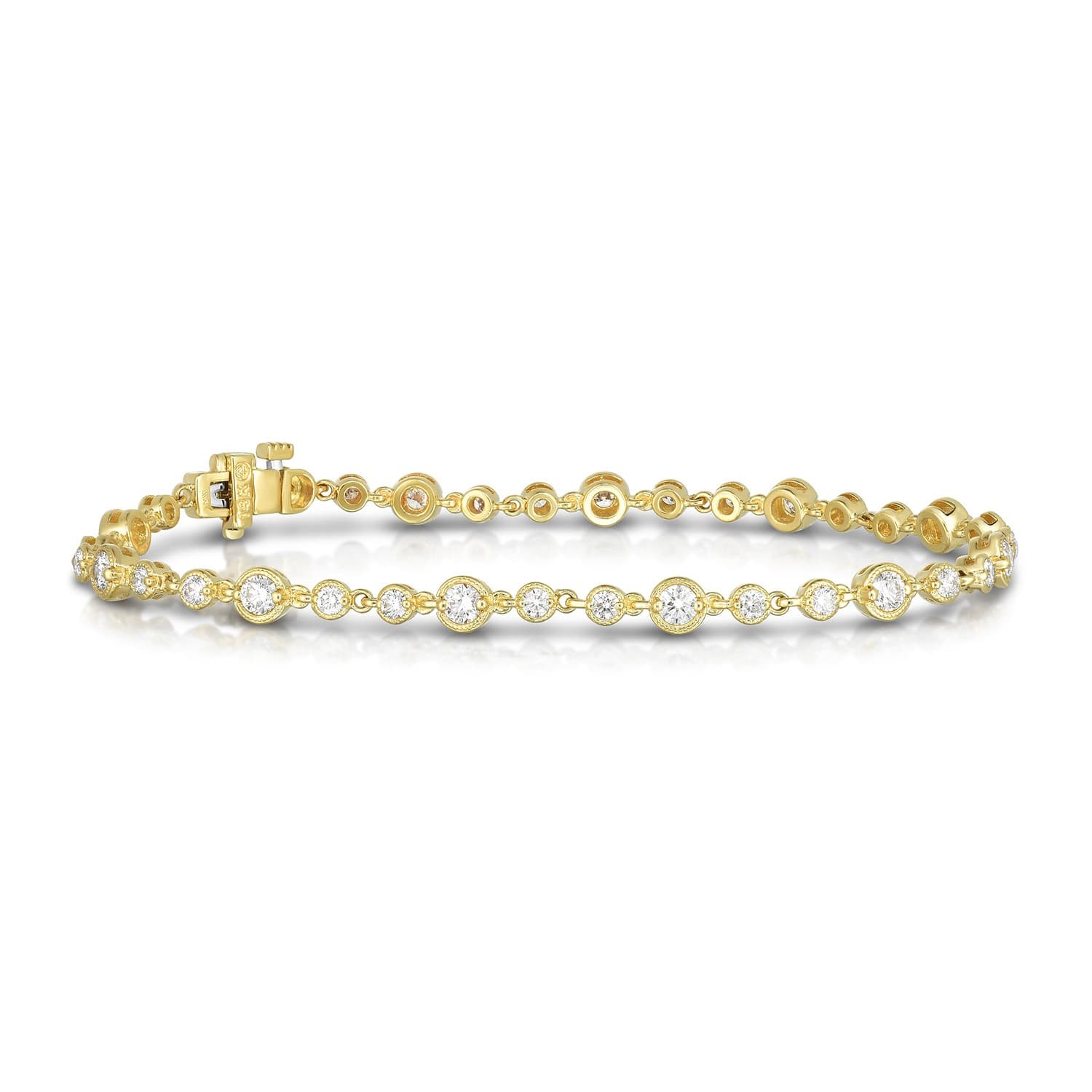 Yellow Gold Bezel Set Round Diamond Bracelet