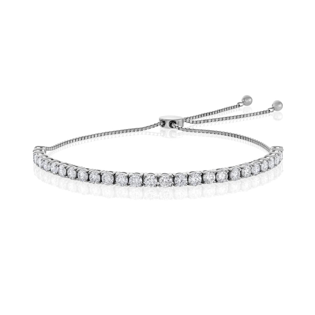 2.80 CTW Prong Set Diamond White Gold Bolo Bracelet