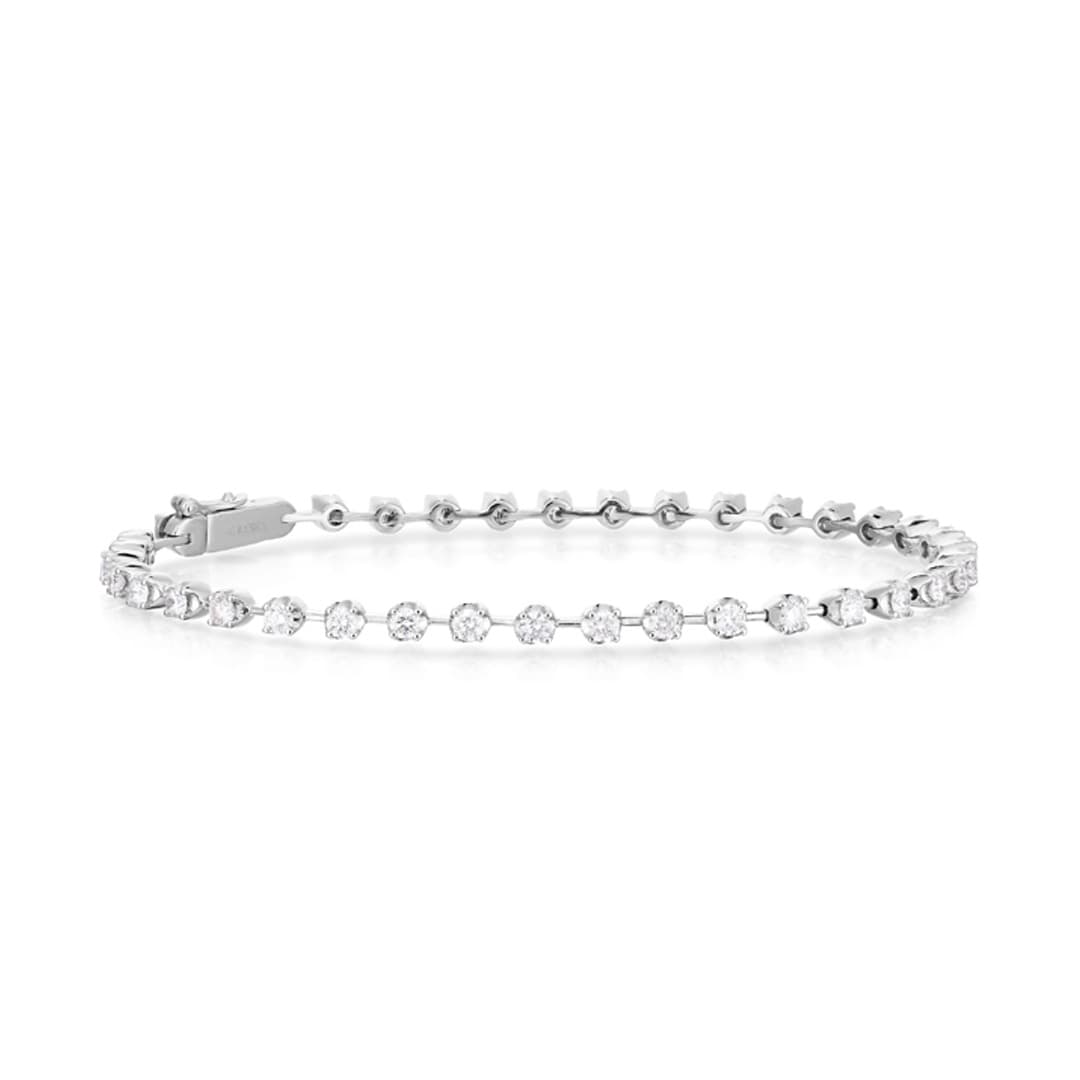 Dainty Bar Link 2.00CTW Diamond Line Bracelet in White Gold 0