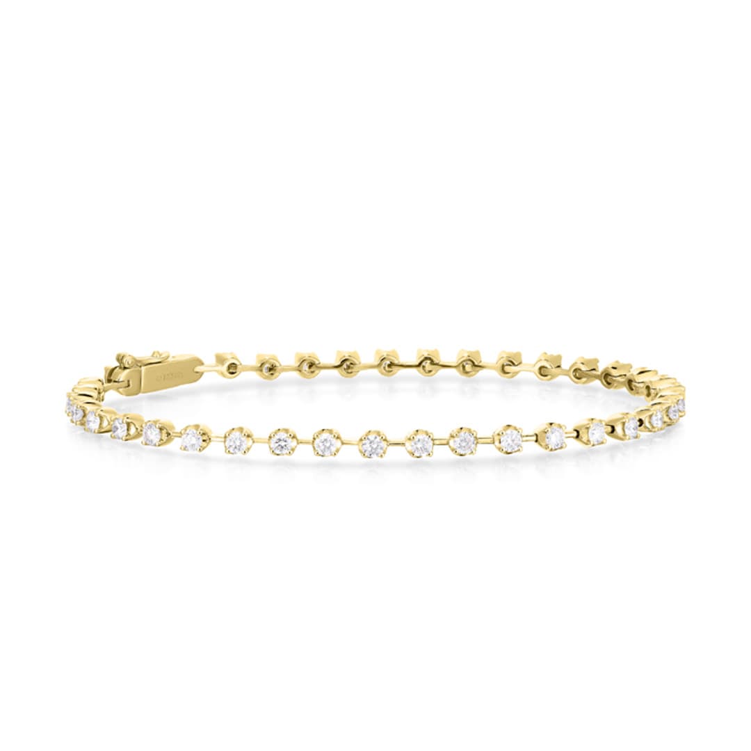 Dainty Bar Link 2.00CTW Diamond Line Bracelet in Yellow Gold 0