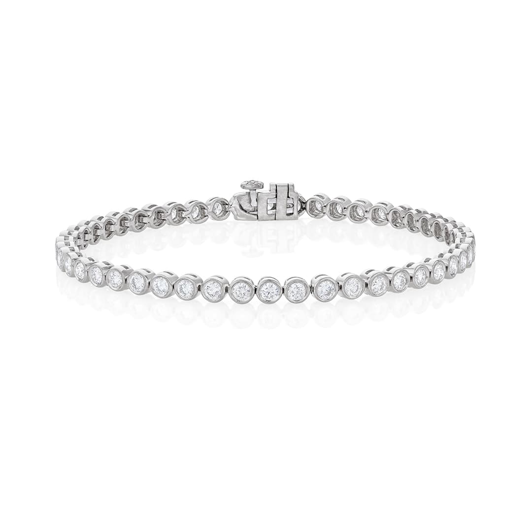 2.44 CTW White Gold Bezel Diamond Line Bracelet