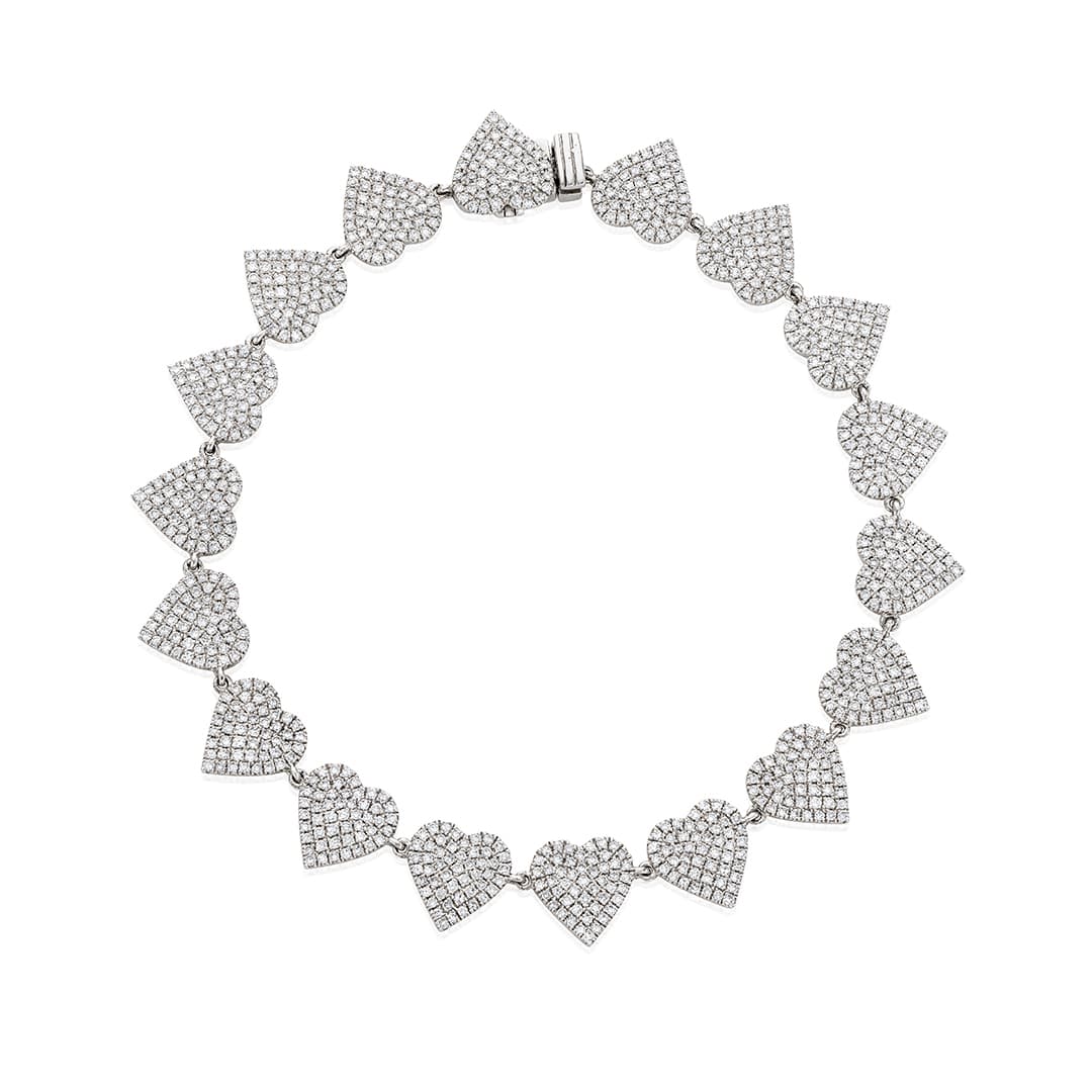 Pave Diamond Heart Link Bracelet