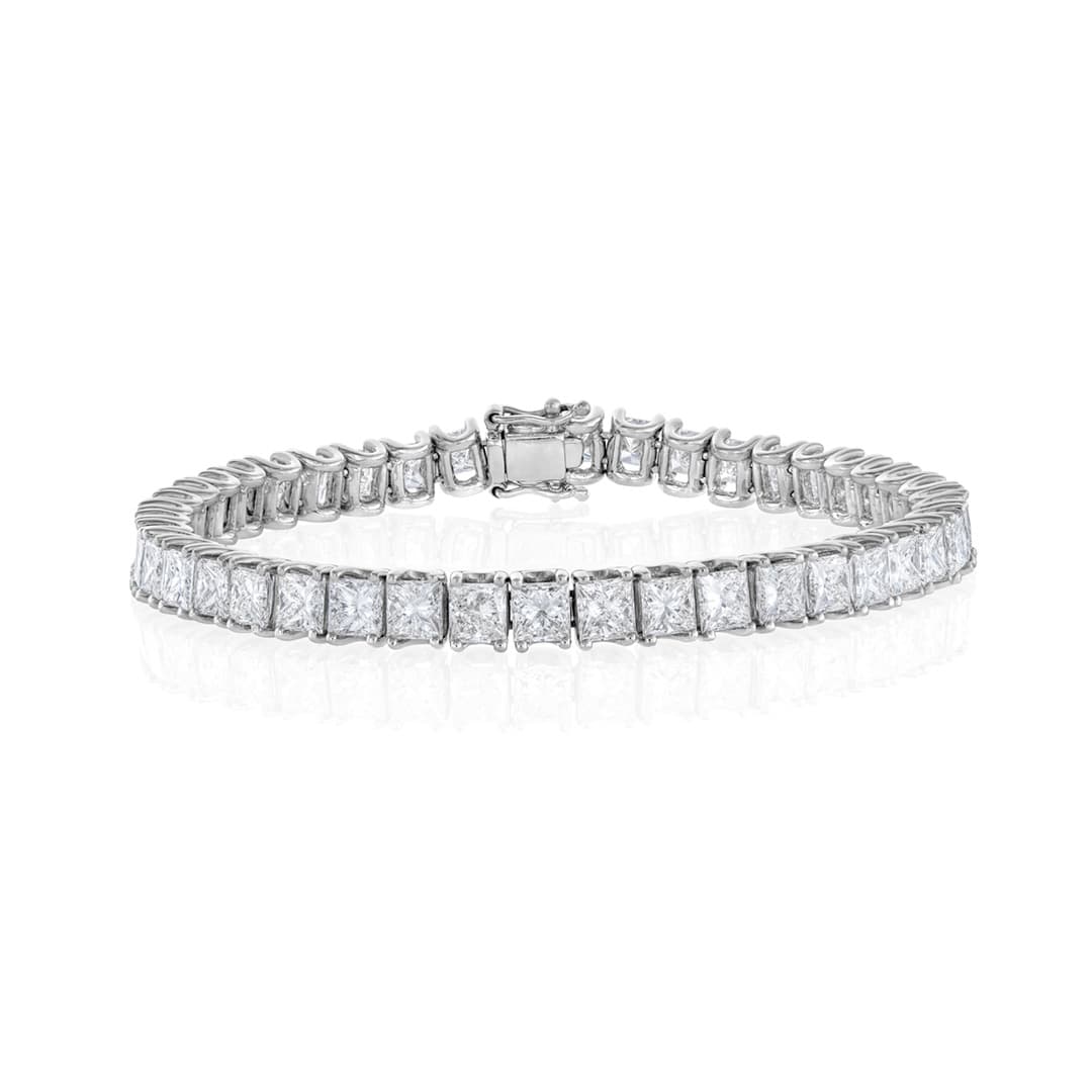 Princess Cut White Gold Diamond Line Bracelet 0