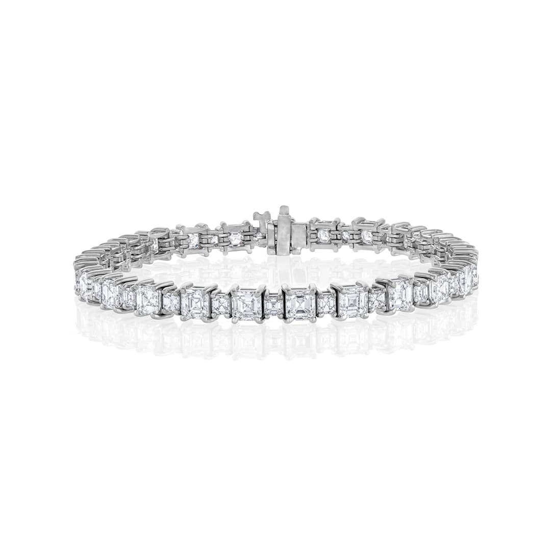 Asscher Cut Alternating Diamond Line Bracelet 0