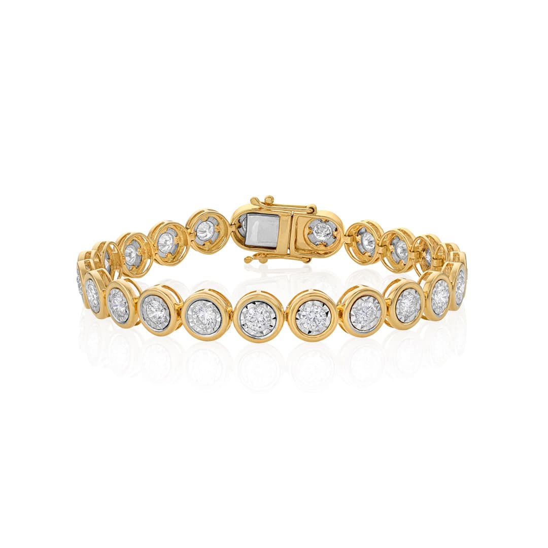 3.67 CTW Bezel-Set Illusion Diamond Tennis Bracelet